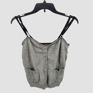 Beverly and Beck PacSun Small Heather Grey Knit Button Front Camisole Top Y2K